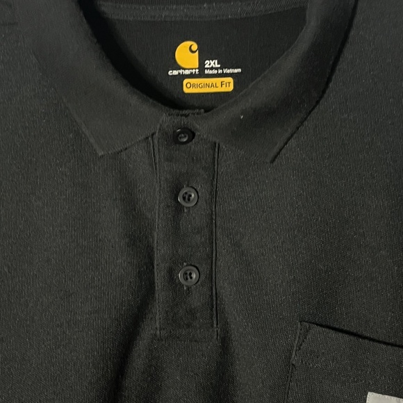 Carhartt Original Fit Pocket Polo Mens 2XL K570 Black Loose Fit Lightweight S/S - Picture 6 of 8